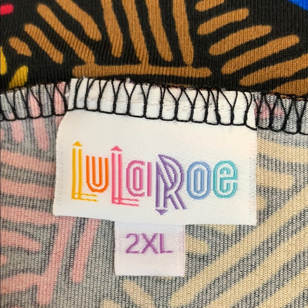 ✓ LuLaRoe NWT Azure skirt 2XL abstract blue gold - Picture 9 of 11